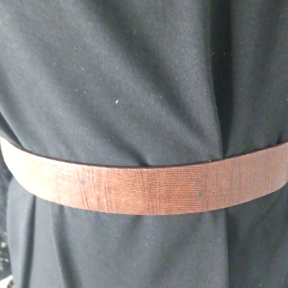 Brown Belt with Rhinestone Floral Belt Buckle Sz L